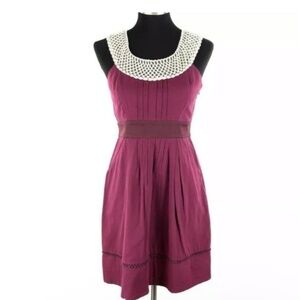 Anthropologie Floreat Betine Crochet Collar Dress Twee Aria Montgomery - Size 4